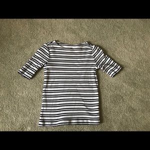 Uniqlo mid-sleeve black & white strip cotton top